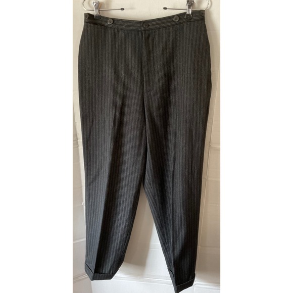Ralph Lauren Country Pants - Ralph Lauren Country Womens 10 Wool Pinstripe Trousers black High Rise vintage